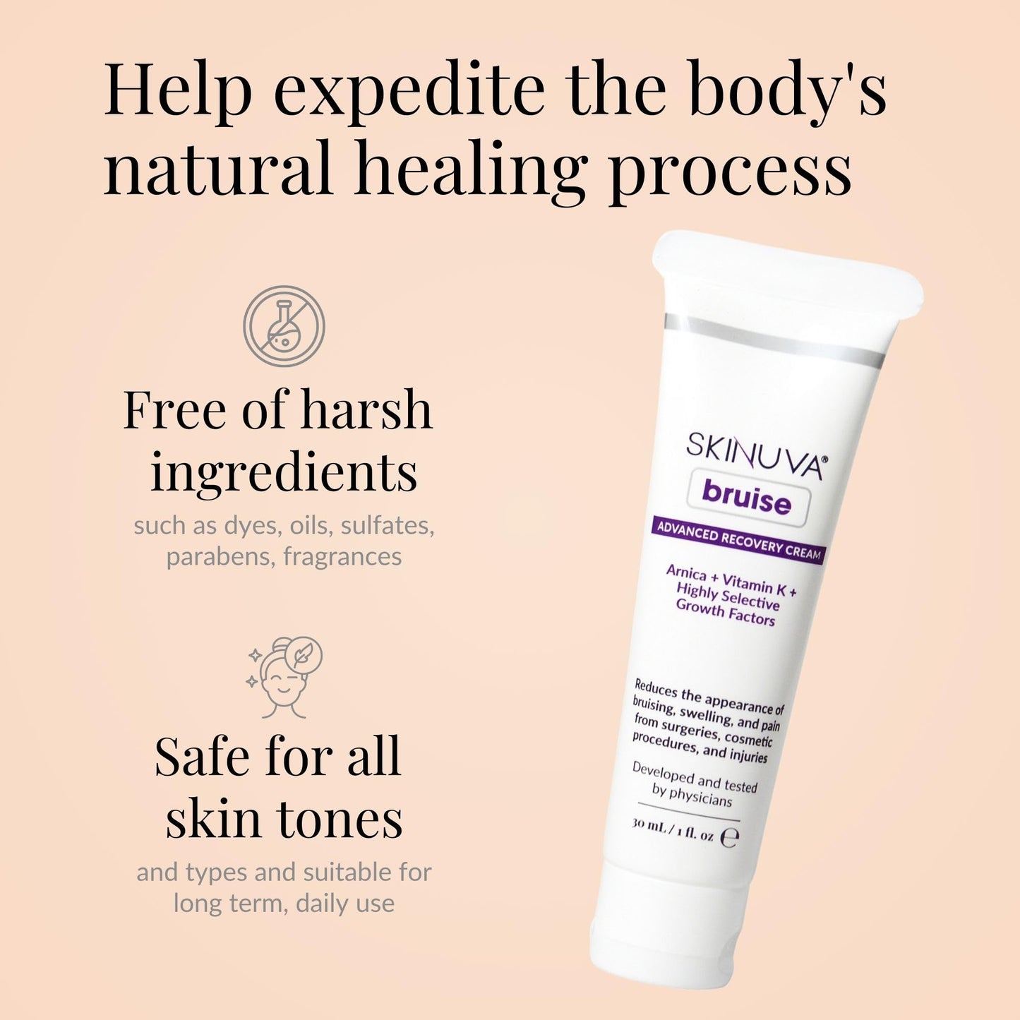 Skinuva® Bruise Advanced Recovery Cream - Topical Bruise Cream Formulated with Growth Factors, Arnica & Vitamin K (1 oz) - Maple Wellness Supplements