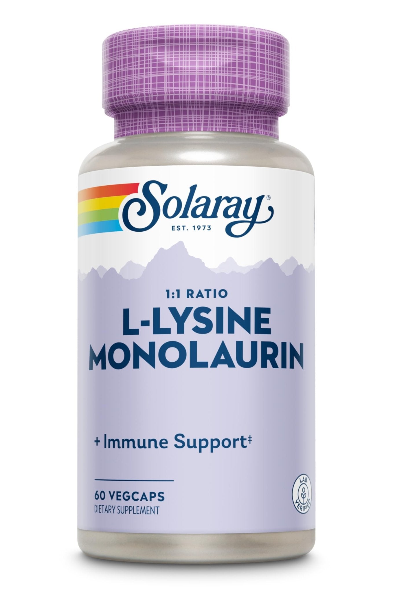 SOLARAY L-Lysine Monolaurin Immune Support Supplement, 1:1 Ratio for Immune System Function, 500 mg Each, 60-Day Money Back Guarantee - Maple Wellness Supplements