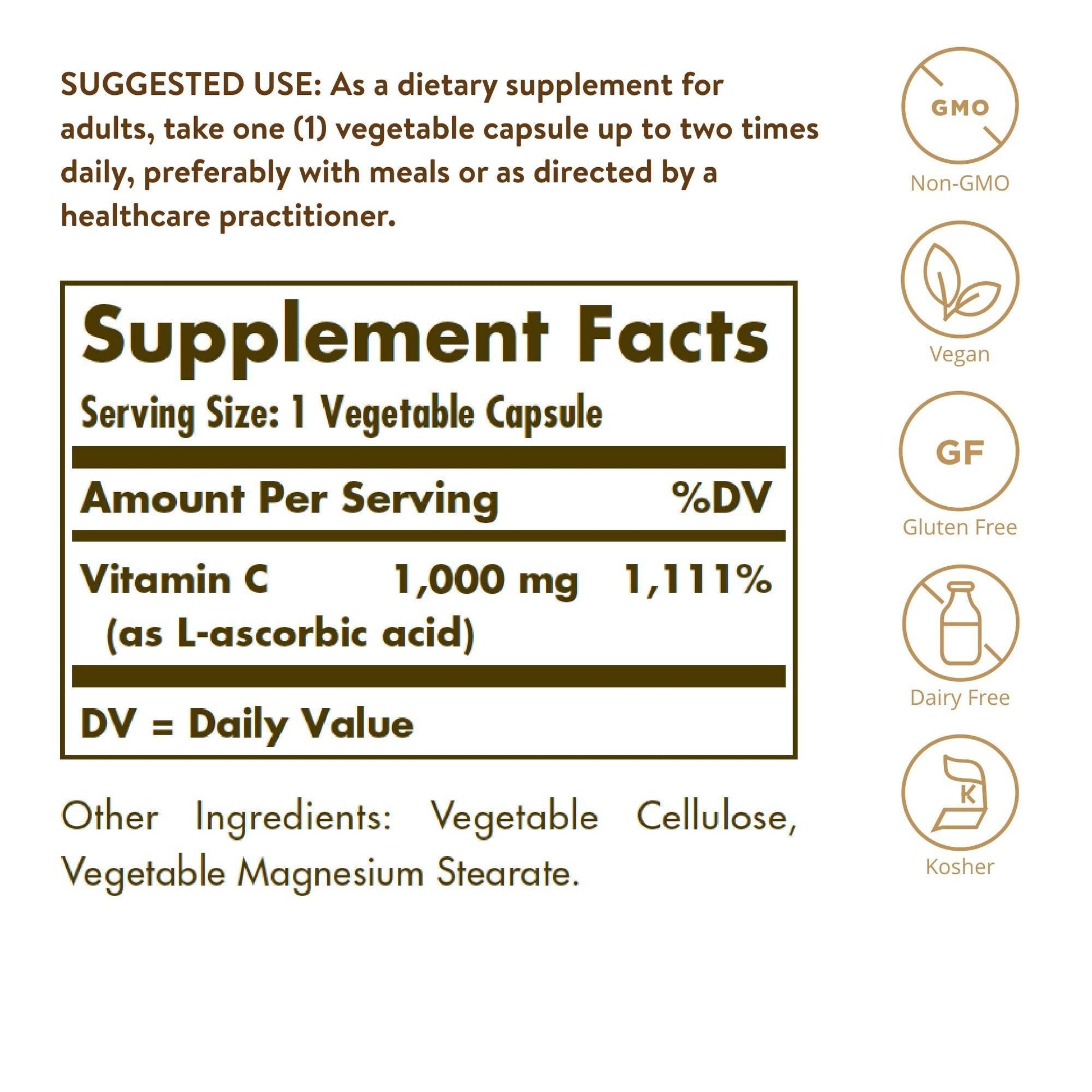 Solgar Vitamin C 1000 mg, 250 Vegetable Capsules - Antioxidant & Immune Support - Overall Health - Healthy Skin & Joints - Bioflavonoids Supplement - Maple Wellness Supplements