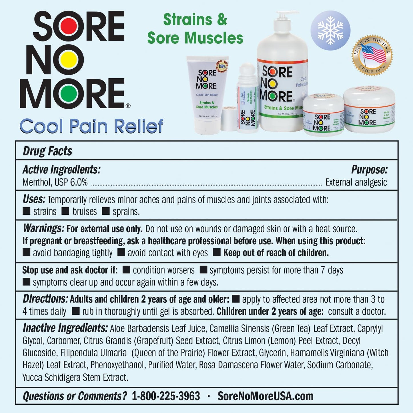Sore No More Cool Relieving Gel for Aches & Pains in Muscles & Joints associated with Strains, Bruises & Sprains | Absorbs Quickly with a Refreshing Lemon Aroma | 32 oz Bottle with Pump - Maple Wellness Supplements