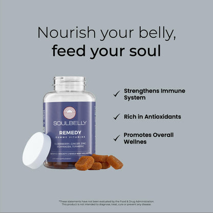 SOULBELLY Super Immunity | Remedy Vitamin Gummies for Immune Support | Vegan | Gluten-Free | Non-GMO | 60 Count - Maple Wellness Supplements