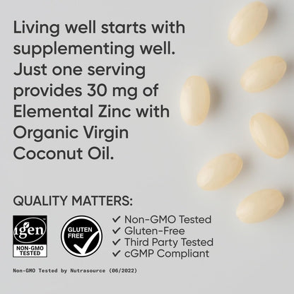 Sports Research High Potency Zinc Picolinate 30mg with Organic Coconut Oil | Highly Absorbable Zinc Supplement for Healthy Immune & Enzyme Function - Maple Wellness Supplements