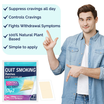 Step 2 Quit Smoking Patches, 14mg Stop Smoking Aids Patches, 30 Count Quit Smoking Stickers that Work with 2 Weeks, Helping Quit Patch, Easy & Effective Anti-Stickers - Maple Wellness Supplements