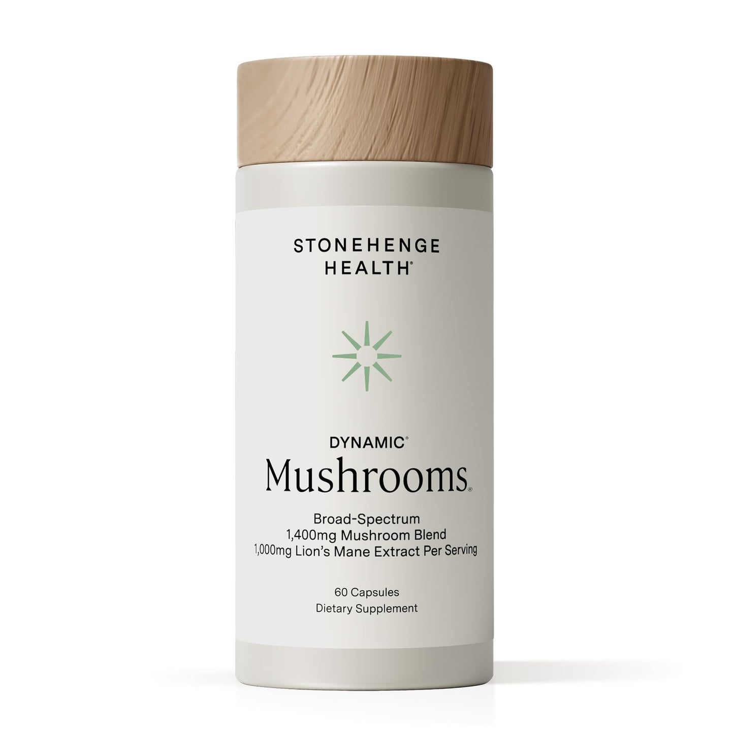 Stonehenge Health Dynamic Mushrooms 1,400 mg – 5 Mushroom Complex (Lion’s Mane, Reishi, Chaga, Maitake, Shiitake) – 100% Fruiting Bodies, Nootropic – Brain, Memory, Focus & Immune Support – 60 Caps - Maple Wellness Supplements