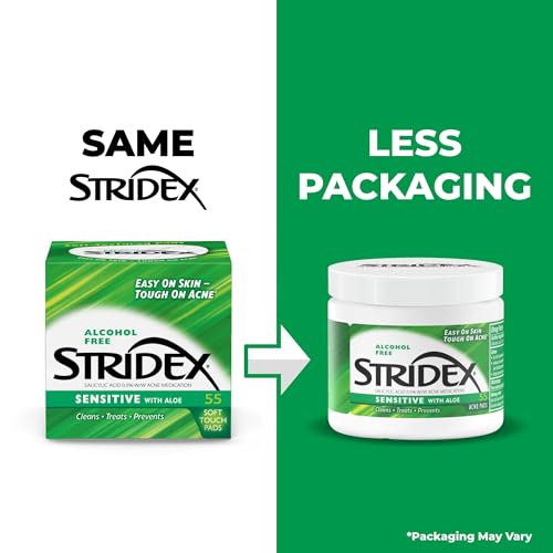 Stridex Acne Pads Sensitive With Aloe 55 Count Alcohol-Free - Maple Wellness Supplements