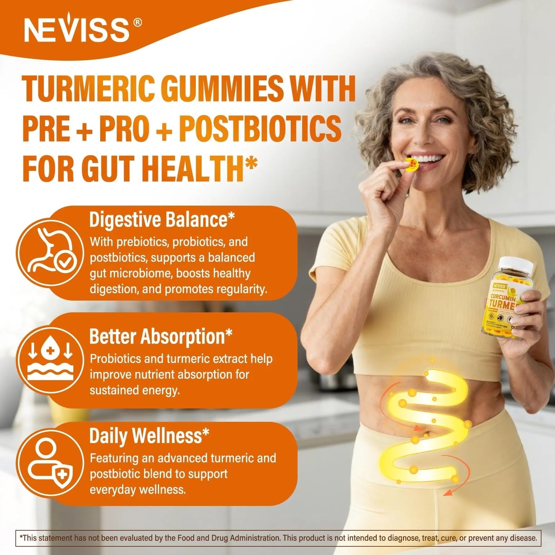 Sugar Free Turmeric Curcumin Filled Gummies 550mg for Adults, Ginger & Black Pepper | 95% Curcuminoids w/Prebiotic Probiotic & Postbiotic Blend, Support, Immune & Digestive Health, Vegan, 2Pack - Maple Wellness Supplements