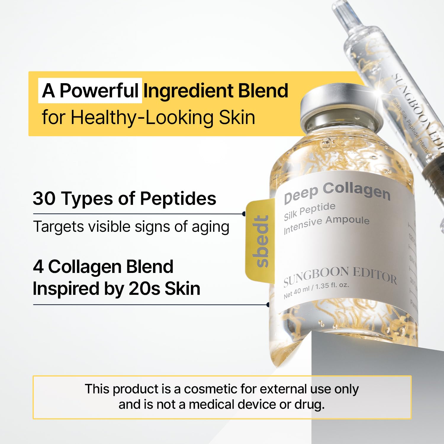 SUNGBOON EDITOR Glow Intensive Silk Peptide Ampoule, Copper Peptides Serum for Face with Collagen & Multi Peptides - Maple Wellness Supplements
