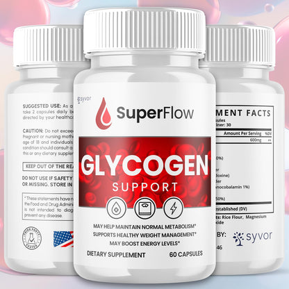 Super Flow Glycogen Support, Official SuperFlow Advanced Formula Glyco Optimizer Capsules, All Natural Super Flow Glycogen Pills, Daily Wellness Supplement to Support Healthy Balance (60 Capsules) - Maple Wellness Supplements