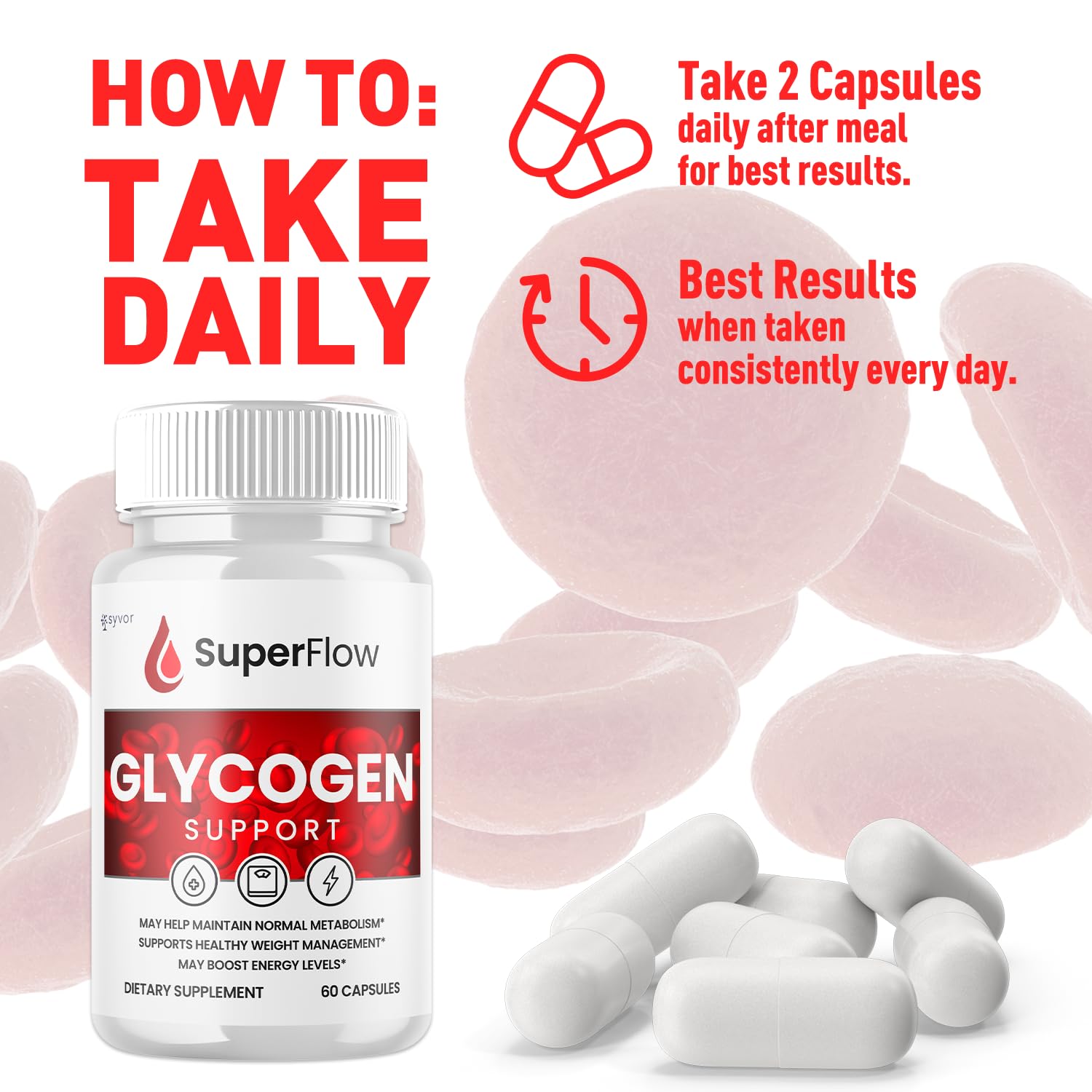 Super Flow Glycogen Support, Official SuperFlow Advanced Formula Glyco Optimizer Capsules, All Natural Super Flow Glycogen Pills, Daily Wellness Supplement to Support Healthy Balance (60 Capsules) - Maple Wellness Supplements