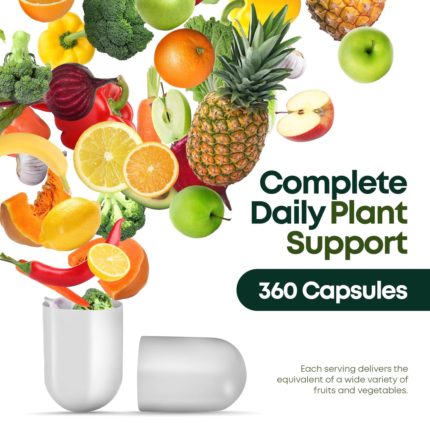 Supermed Research Fruits and Vegetables Supplements – 2 Pack Combination Fruit & Veggies Supplement – Whole Food Vitamins & Minerals for Adults – Superfood Veggie Vitamins for Adults (180 x 2, 360 Ct) - Maple Wellness Supplements