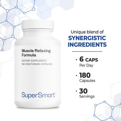Supersmart - Muscle Relaxing Formula (Advanced Complex) - with Magnesium, Calcium, Vitamin E, Plants Extracts | Non-GMO & Gluten Free - 180 Vegetarian Capsules - Maple Wellness Supplements