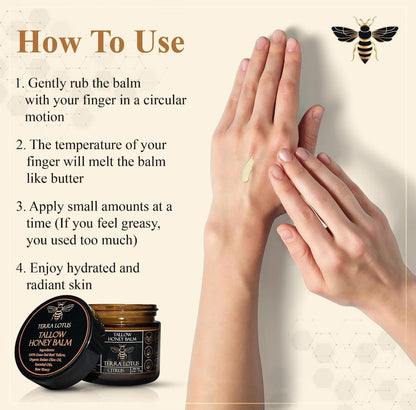 Terra Lotus - Organic Grass-Fed Beef Tallow Balm with Raw Honey - Moisturizing Cream - Maple Wellness Supplements