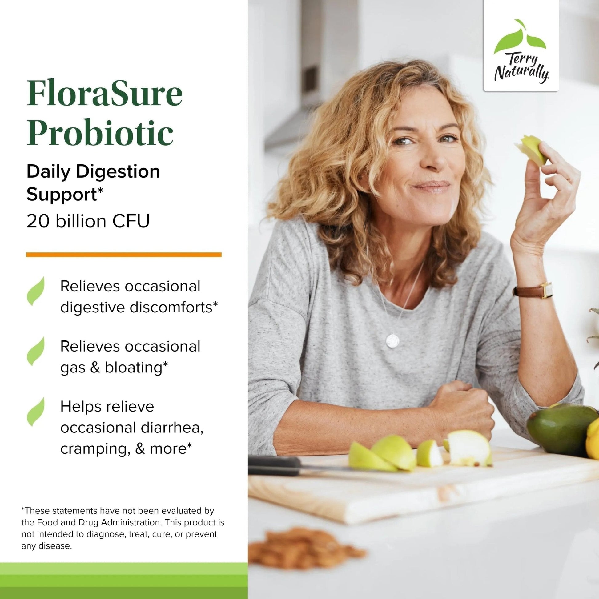 Terry Naturally FloraSure Probiotic - Digestion Supplement to Aid Against Occasional Bloating & Support Gas Relief - Gut Health Support with Bifidobacterium Bifidum - 30 Capsules (Pack of 2) - Maple Wellness Supplements