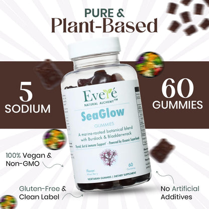 The EverÉ Natural Alchemy Sea Moss with Bladderwrack & Burdock Root – Vegan, Plant-Based Gummies with Minerals & Botanicals – Mixed-Berry Flavor, Non-GMO & Gluten-Free - Maple Wellness Supplements