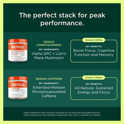 The Genius Brand Genius Mushroom - Plant-Based Supplement for Immune, Focus & Energy Support - Lion's Mane, Cordyceps & Reishi - Organic & Non-GMO - Butter Toffee - 60 Soft Chews - Maple Wellness Supplements