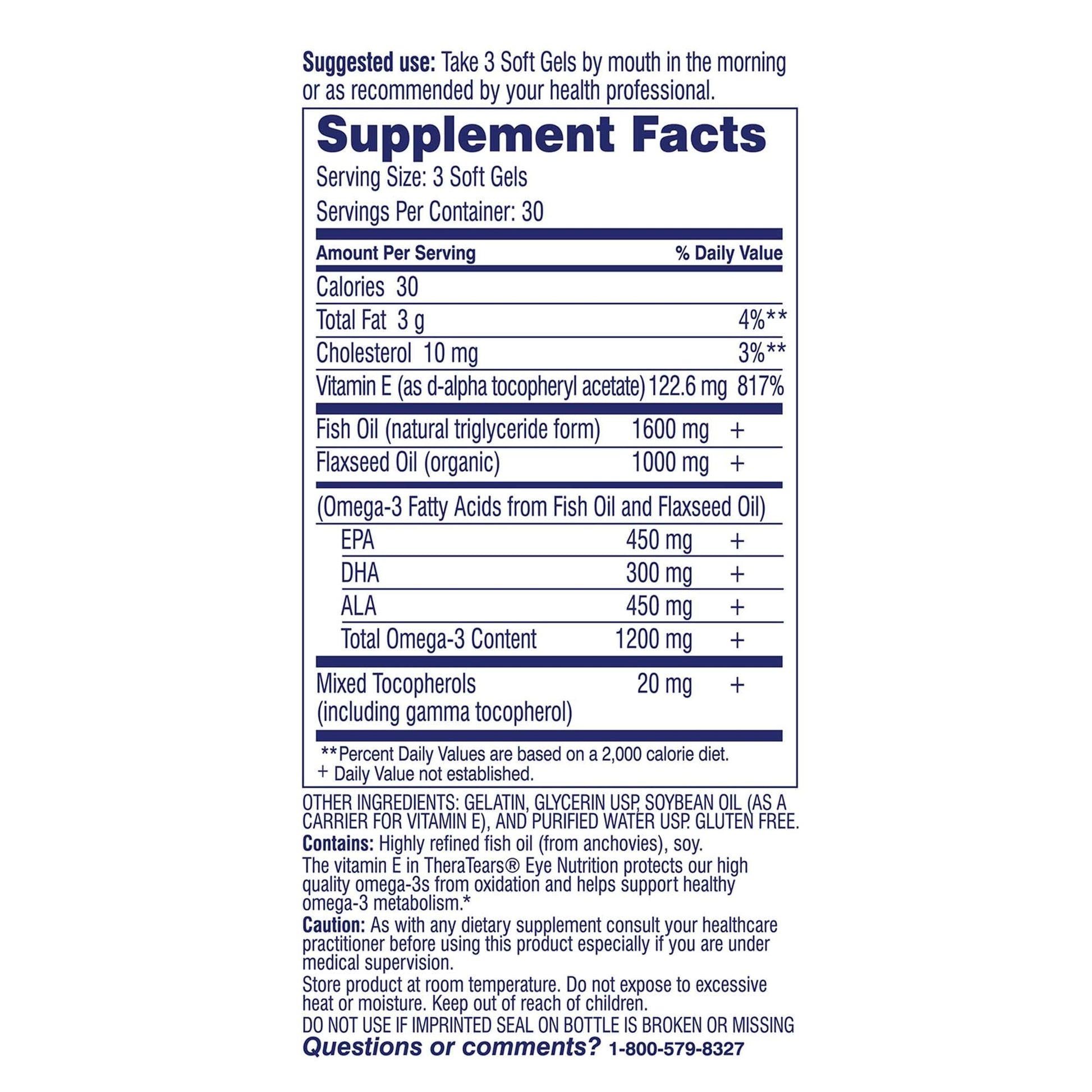 TheraTears Omega 3 Supplement, 1200mg, 90 ct (Pack of 1) - Maple Wellness Supplements