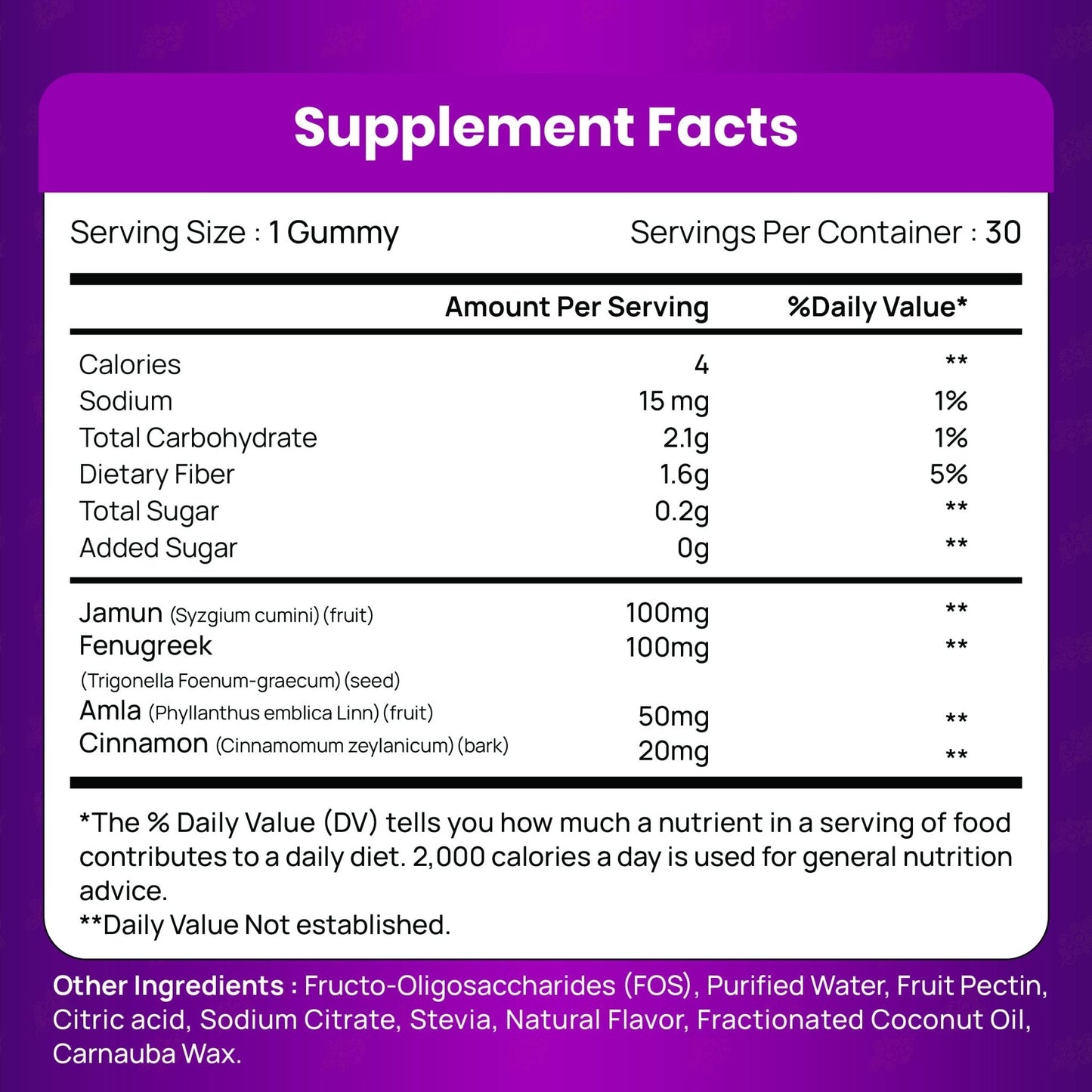 TIKDI GlucoPlum Gummy - 30 Count - Supports Healthy Blood Sugar Levels Already Within Normal Range. All Natural with Indian BlackBerry, Fenugreek, Cinnamon, Vegan, No Added Sugar - Maple Wellness Supplements