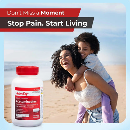 TIME-Cap Labs 225 Caplets Extended Release Acetaminophen 650mg - Pain Reliever & Fever Reducer for Adults, Helps with Headaches, Backaches, Muscle Pain, Toothaches & Menstrual Cramps - Maple Wellness Supplements