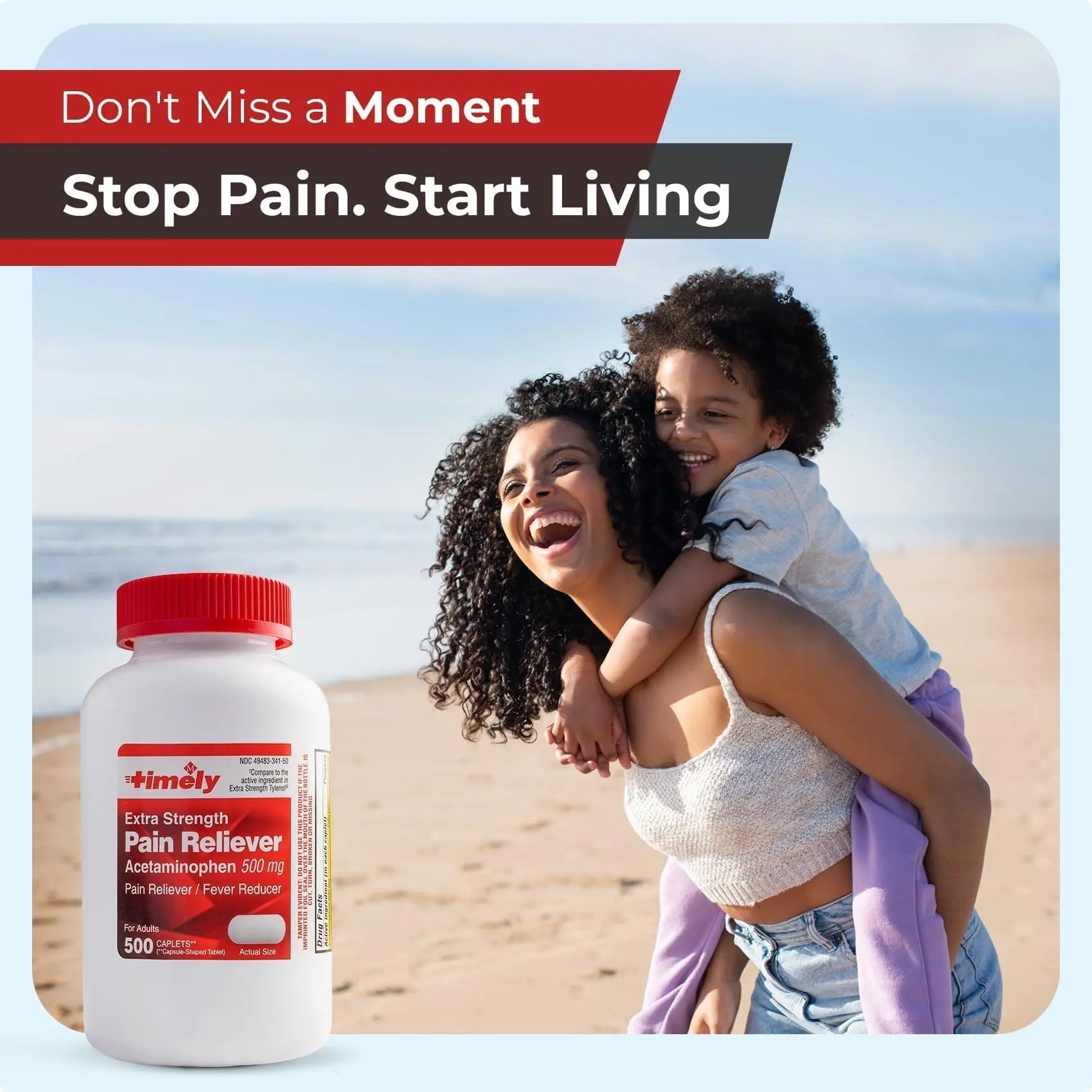 TIME-Cap Labs 500 Caplets Extra Strength Acetaminophen 500mg - Pain Reliever & Fever Reducer for Adults, Helps with Headaches, Backaches, Muscle Pain, Toothaches, Arthritis & Menstrual Cramps - Maple Wellness Supplements