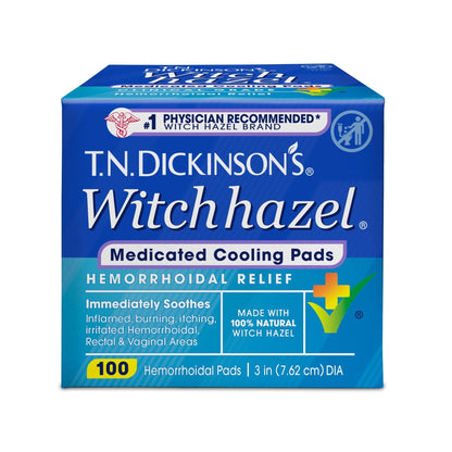 T.N. Dickinson’s Medicated Cooling Pads with Witch Hazel and Aloe | Hemorrhoid Treatment, Postpartum Care, Feminine & Rectal Relief | 100 Rounds - Maple Wellness Supplements