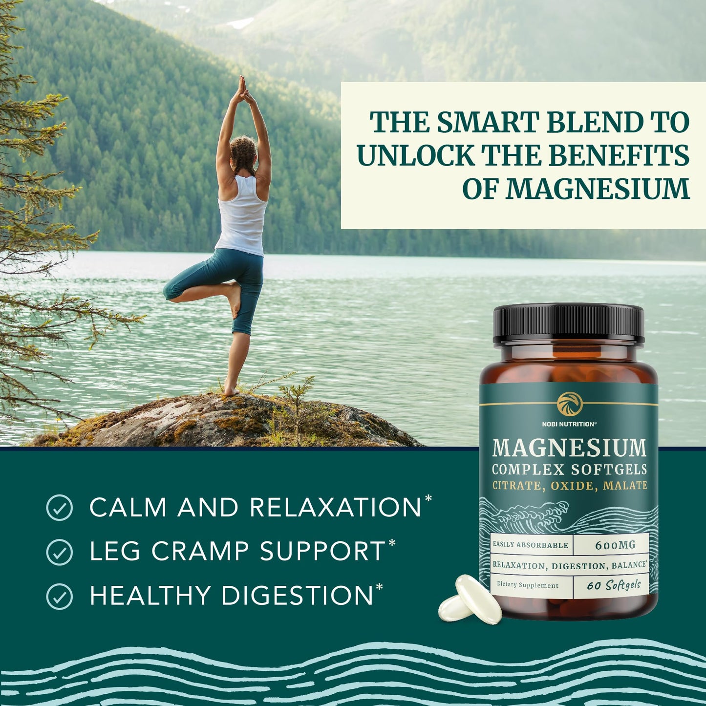 Triple Magnesium Softgels | Citrate, Malate, & Oxide | Highly Absorbable Magnesium Supplement for Digestion, Calm, Leg Cramps, & Sleep Support | 300mg Complex | Easy to Swallow Soft Gels | 60 Count - Maple Wellness Supplements