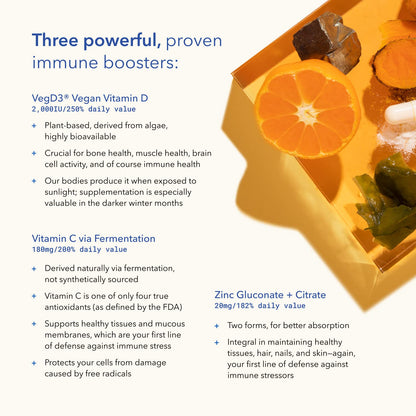 TRU NIAGEN Immune Support Supplement - Daily Defense - Vitamin C from Fermentation, Vegan Vitamin D3 2000 IU, Zinc, Plus Theracurmin (Curcumin) + Multi Award-Winning NAD Boosting Niagen 150mg 30ct - Maple Wellness Supplements