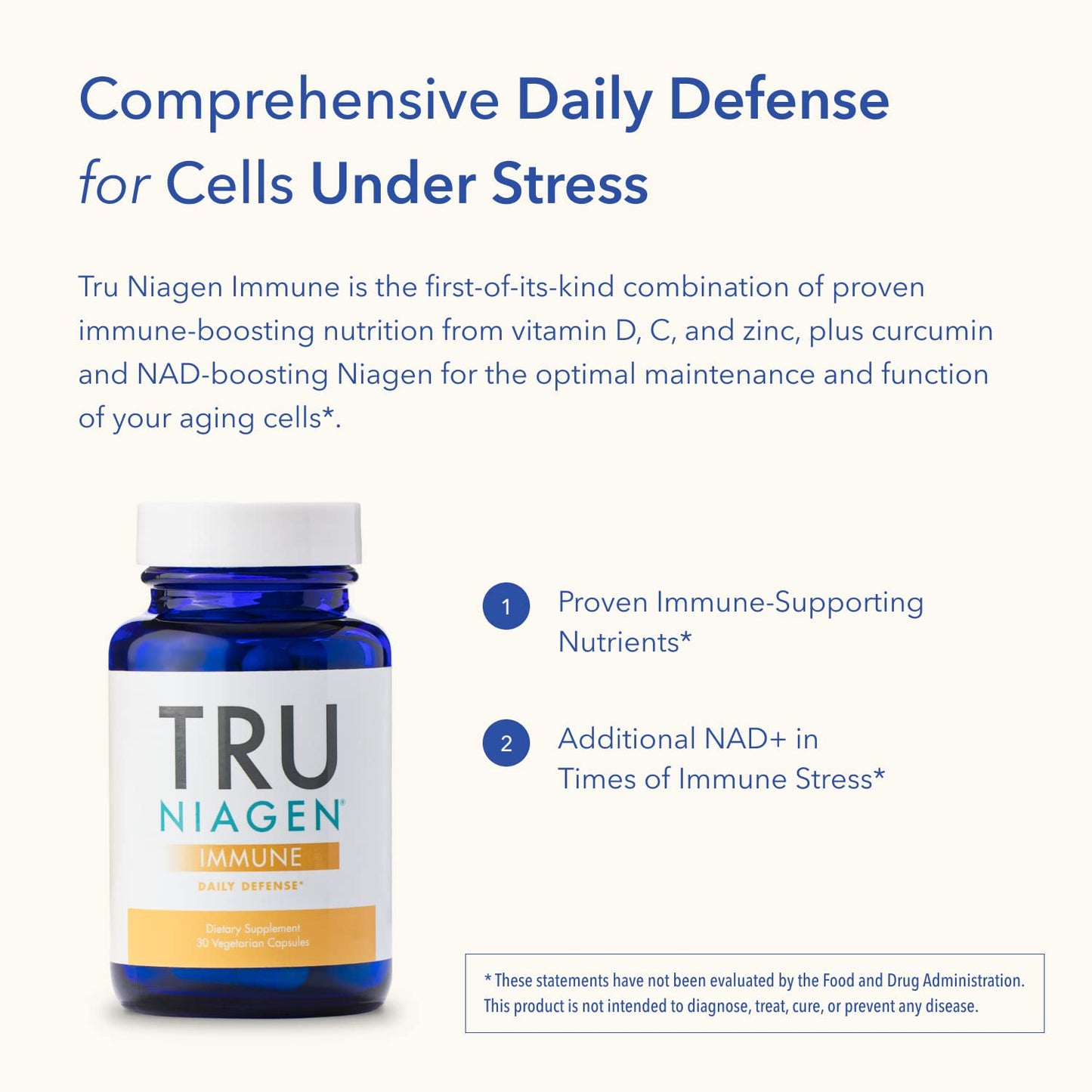 TRU NIAGEN Immune Support Supplement - Daily Defense, Vitamin C from Fermentation, Vegan Vitamin D3 2000 IU, Zinc, Plus Theracurmin (Curcumin) + Multi Award-Winning NAD Boosting Niagen 150mg 60ct - Maple Wellness Supplements