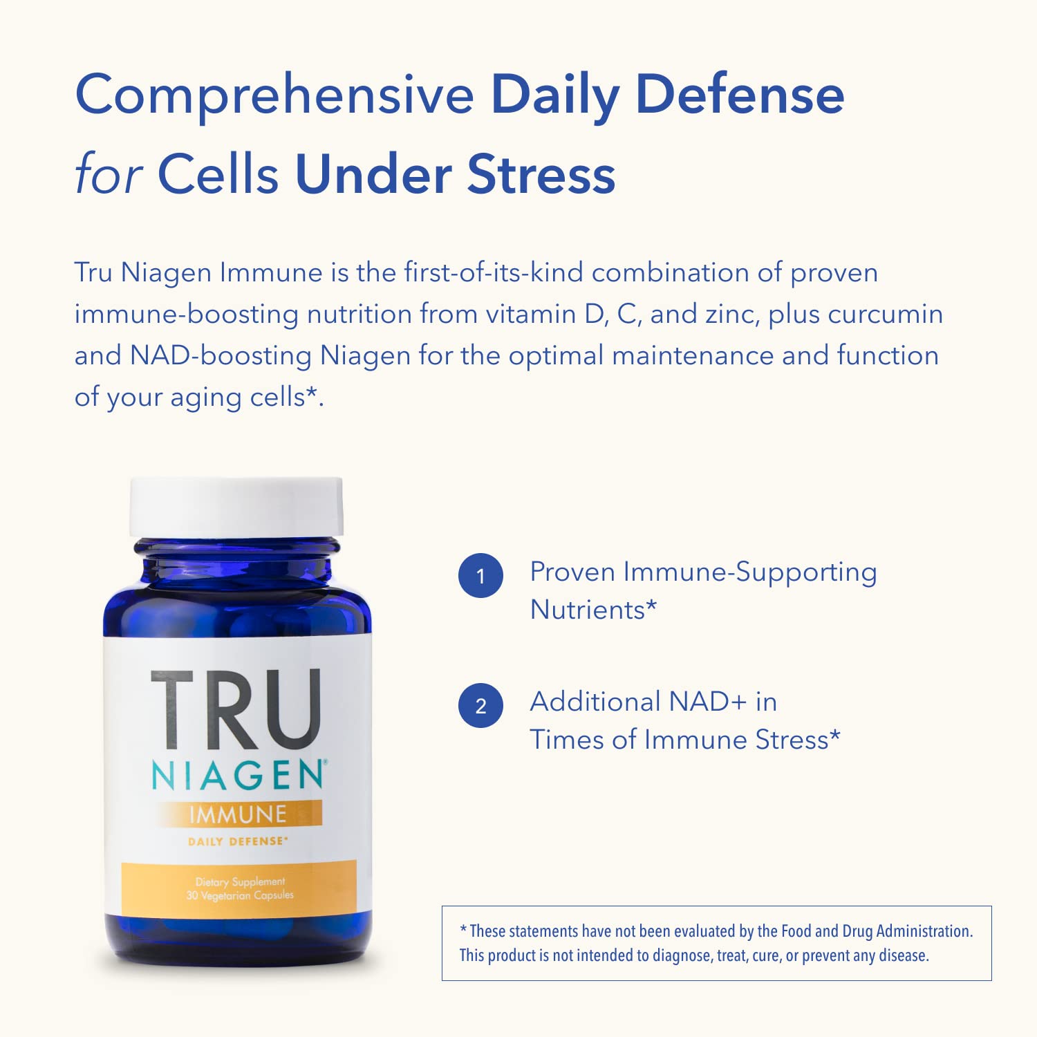 TRU NIAGEN Immune Support Supplement - Daily Defense, Vitamin C from Fermentation, Vegan Vitamin D3 2000 IU, Zinc, Plus Theracurmin (Curcumin) + Multi Award-Winning NAD Boosting Niagen 150mg 60ct - Maple Wellness Supplements