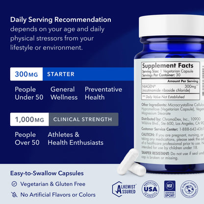 TRU NIAGEN Patented NAD Supplement for Brain Function, Anti Aging & Cell Regeneration, 300mg Niagen, 30 Servings | Supports Cellular Energy, Muscle - Maple Wellness Supplements