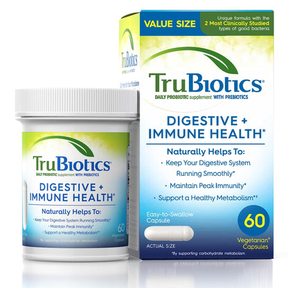 TruBiotics Probiotics for Digestive & Immune Health, Supports Regularity & Helps Relieve Abdominal Discomfort, Gas & Bloating, 2 Clinically Studied - Maple Wellness Supplements