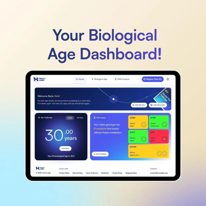 TruMe Labs Biological Age at-Home Test Kit (Saliva) – Biological Age Estimate + Peer Percentile Comparison, 10-Page Action Plan, Results in 1–2 Weeks. - Maple Wellness Supplements
