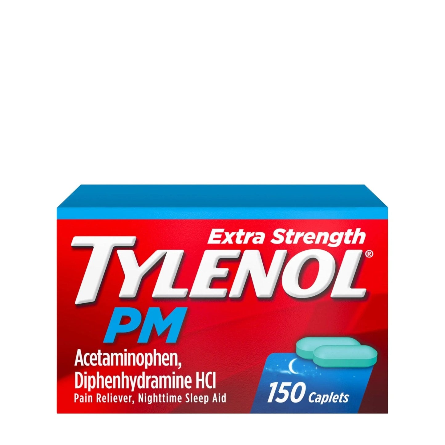 Tylenol PM Extra Strength Nighttime Pain Reliever & Sleep Aid Caplets, 500 mg Acetaminophen & 25 mg Diphenhydramine HCl, Relief for Nighttime Aches & Pains, Non-Habit Forming, 150 ct - Maple Wellness Supplements