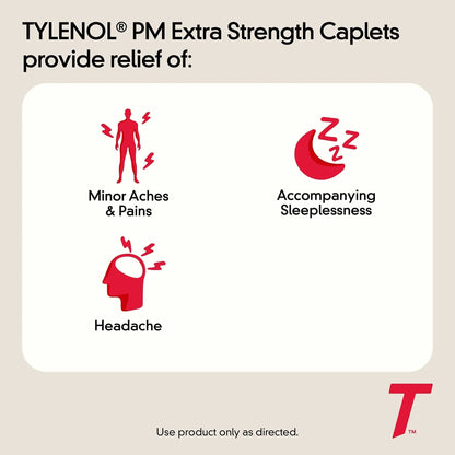 Tylenol PM Extra Strength Nighttime Pain Reliever & Sleep Aid Caplets, 500 mg Acetaminophen & 25 mg Diphenhydramine HCl, Relief for Nighttime Aches & Pains, Non-Habit Forming, 150 ct - Maple Wellness Supplements