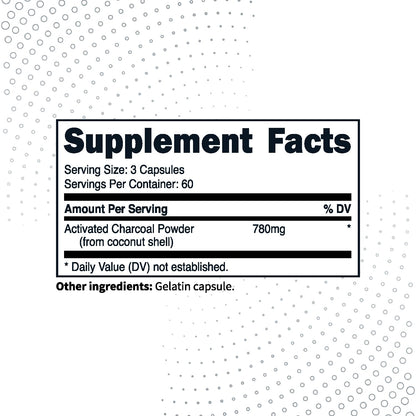 Type Zero Activated Charcoal Capsules (180 Count) - 60 Servings, 780mg Per Serving, from Coconut Shell, Non-GMO, Gluten-Free - Maple Wellness Supplements