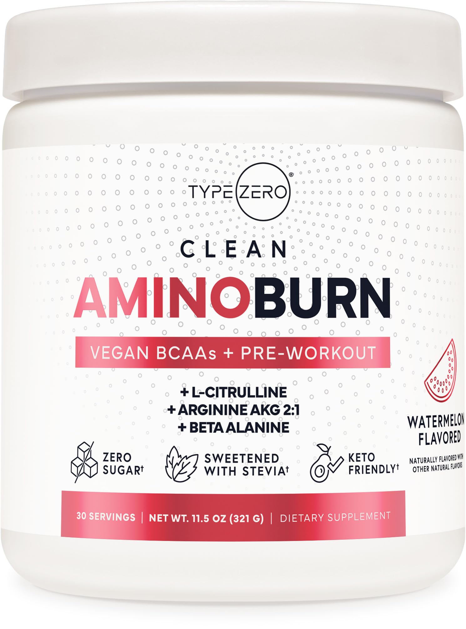 Type Zero AminoBurn (Watermelon Flavored) - Vegan Amino Acids BCAA Drink Sugar-Free Energy Drink Powder & Amino Acids Supplement - Natural Energy - Maple Wellness Supplements