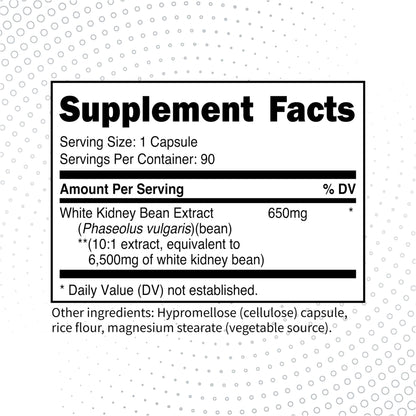 Type Zero Clean White Kidney Bean Capsules (6,500 MG Equivalent Per Serving, 90 Count) - Non-GMO, Gluten Free - Maple Wellness Supplements