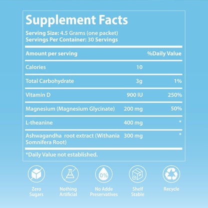 UltraCalm Super Cortisol Drink with Magnesium Glycinate, Ashwagandha, L-Theanine, Vitamin D3, Magnesium Powder for Sleep & Stress Relief - Maple Wellness Supplements