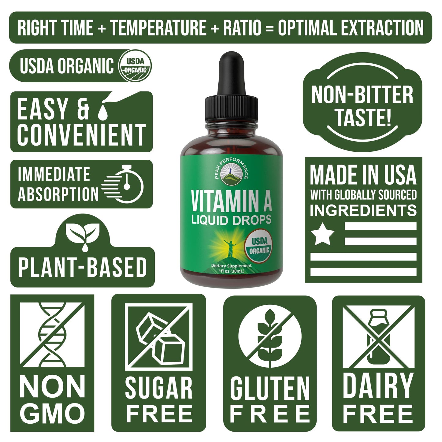 USDA Organic Vitamin A Liquid Drops Supplement. Vegan High Bioavailability for Eye, Skin + Bone Health. for Adults, Men, Women, Kids. Vit A Oil Retinyl Palmitate. Gluten Free, Zero Sugar. 100 Servings - Maple Wellness Supplements