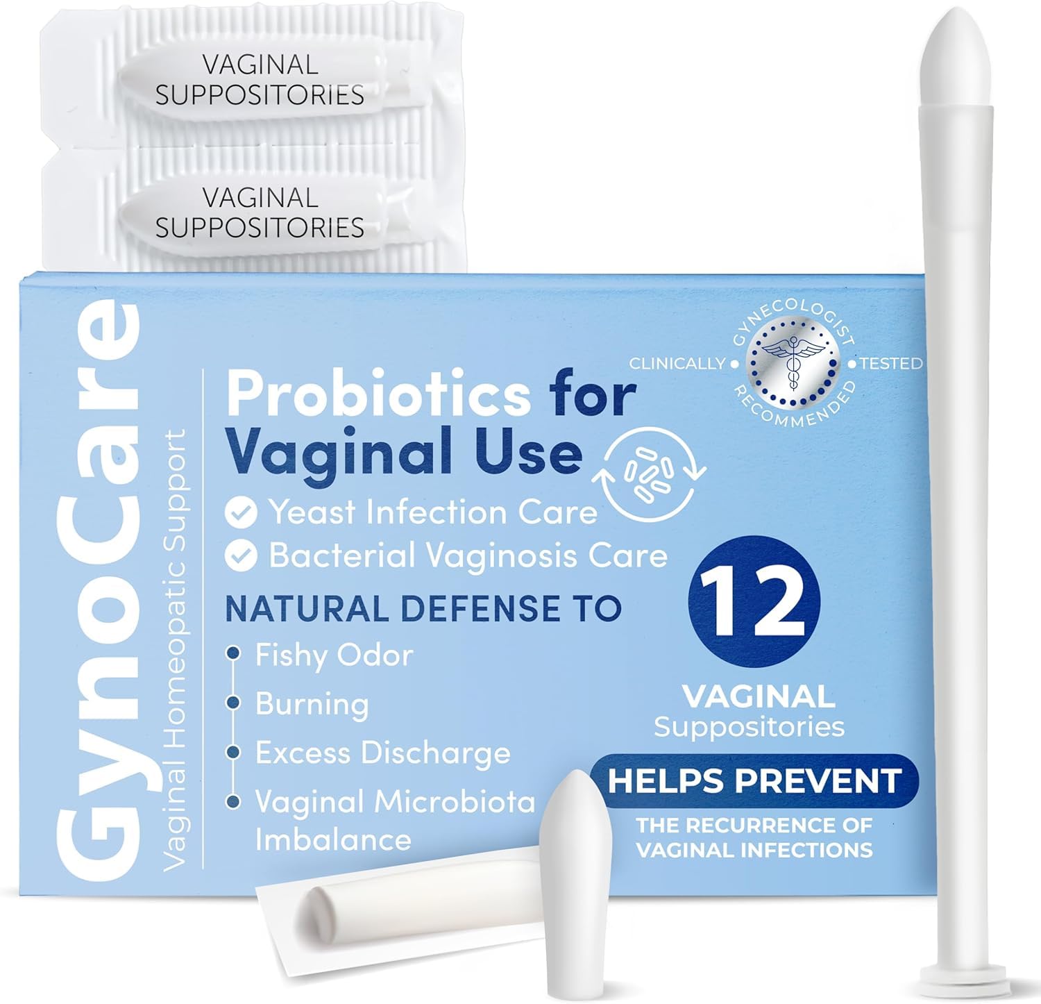 Vaginal Probiotics for Women | Boric Acid For Women | pH Balance for Women | Yeast Infection Care | Natural Defense Against Fishy Odor, Burning and Excess Discharge | 12 Vaginal Suppositories - Maple Wellness Supplements