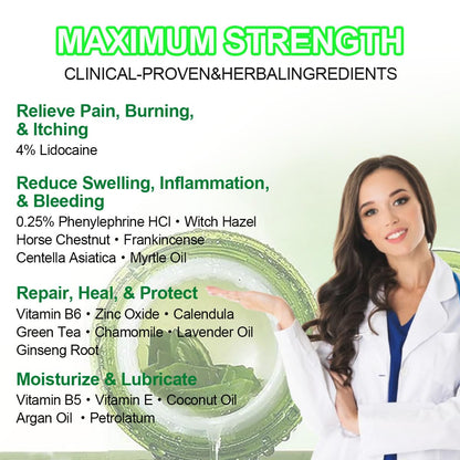 vamy Hemorrhoid Ointment (2 x 20g Tubes), 40g - Maximum Strength Formula for Hemorrhoidal Fast Relief, Soothes Itching, Burning & Discomfort - Maple Wellness Supplements