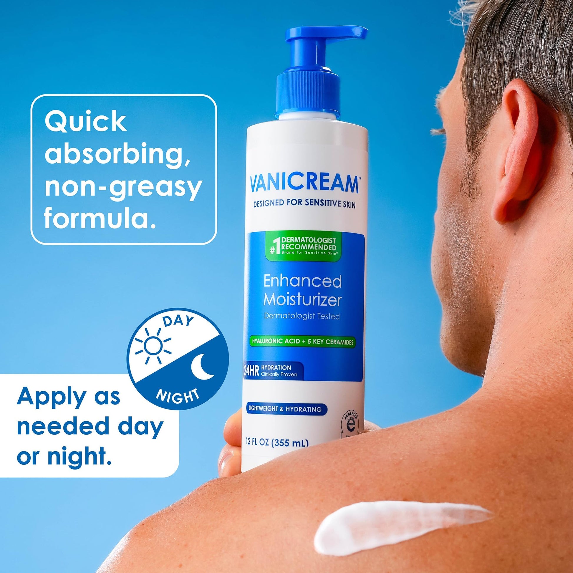 Vanicream Enhanced Moisturizer, 12 fl oz, Formulated without Common Irritants, Body Moisturizer, All-Day Hydration with Hyaluronic Acid - Maple Wellness Supplements