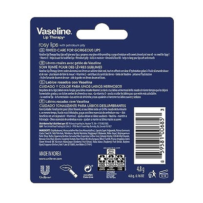 Vaseline Lip Therapy Care Rosy, Fast-Acting Nourishment, Ideal for Chapped, Dry, Cracked, or Damaged Lips, Lip Balm, 4-Pack, 0.16 Oz Each - Maple Wellness Supplements