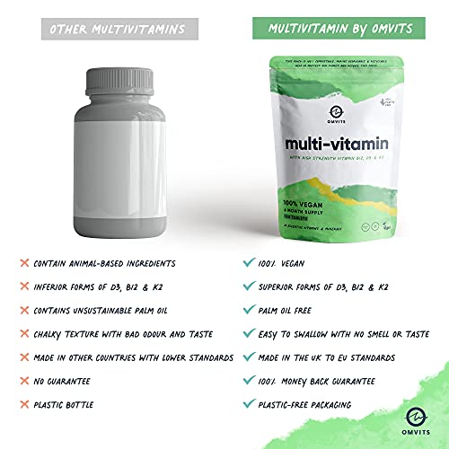 Vegan Multivitamins & Minerals - With High Strength Vitamin B12, D3, K2 & Iron - Maple Wellness Supplements