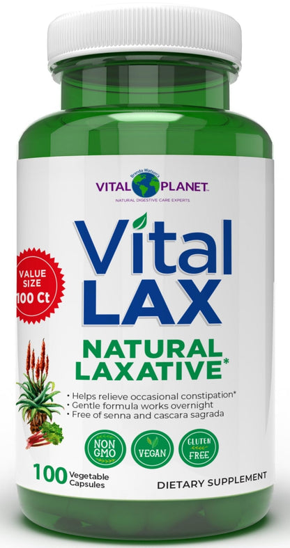 Vital Planet - Vital Lax Natural Laxative Cleanse Supplement for Occasional Constipation, with Magnesium Hydroxide, Slippery Elm, Aloe, - Maple Wellness Supplements