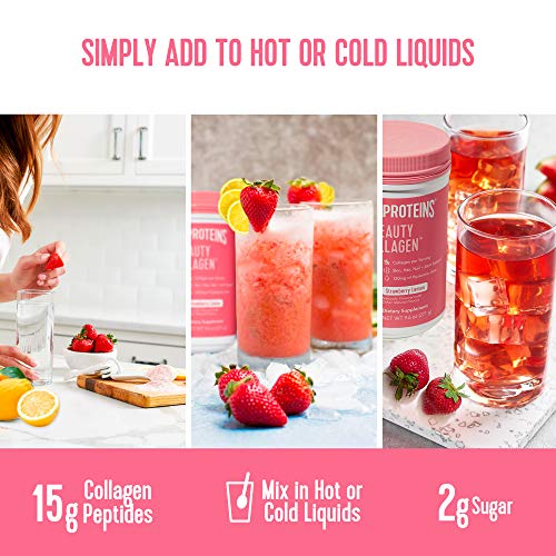 Vital Proteins Beauty Collagen (Strawberry Lemon, Canister) - 120mg of Hyaluronic Acid - Maple Wellness Supplements