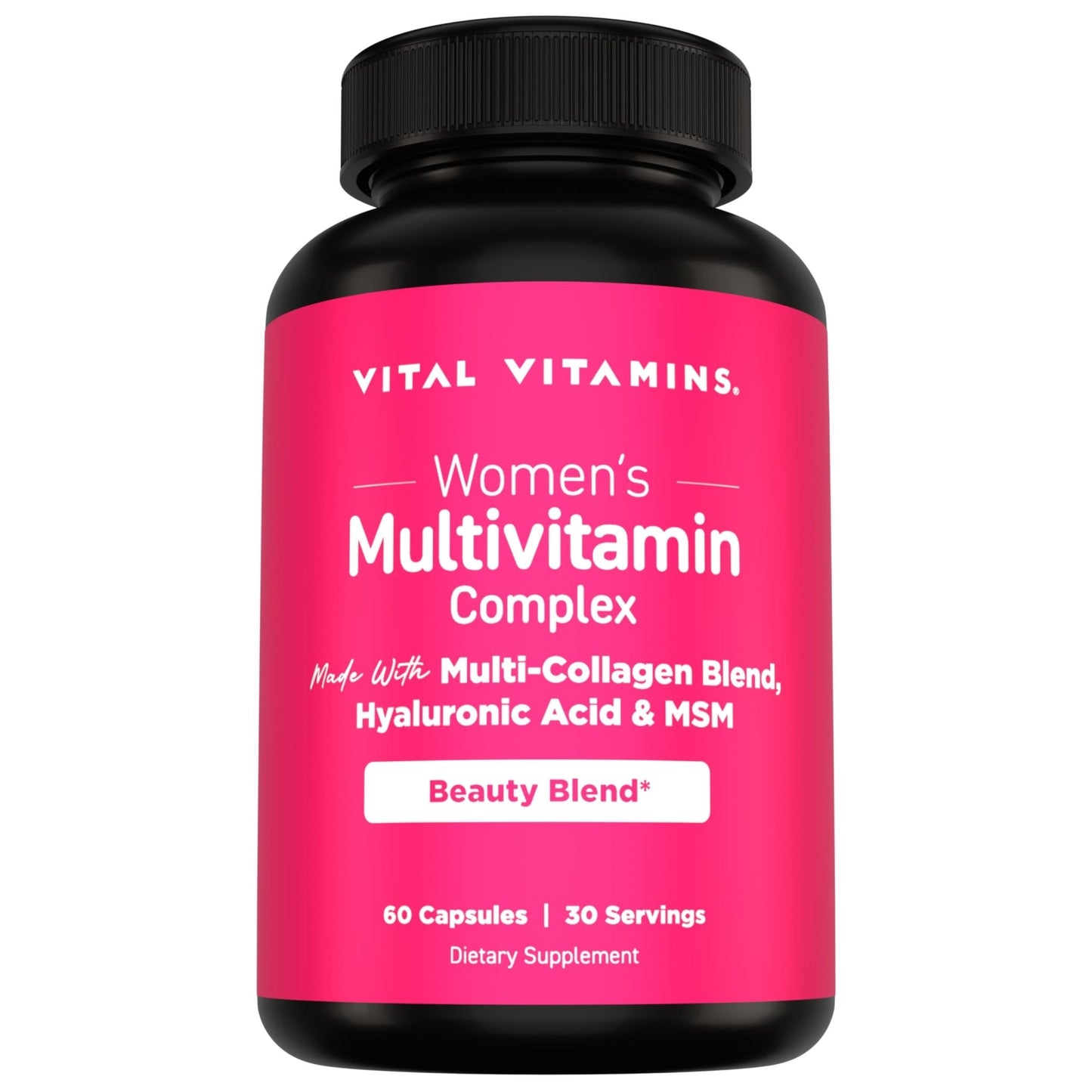 Vital Vitamins Women's Multivitamin Complex - Made with Multi-Collagen Blend, Hyaluronic Acid, & MSM - Beauty Multivitamins - with Vitamin A, C, E, B6, B12, D3-60 Capsules - Maple Wellness Supplements