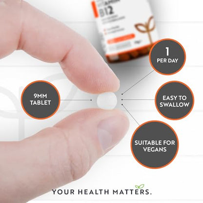 Vitamin B12 1000mcg - 365 High Strength Vegan Tablets (1 Year Supply) - Max Strength - Maple Wellness Supplements