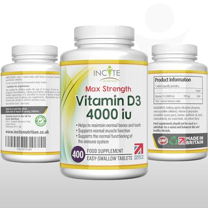 Vitamin D3 4000 iu - Vitamin D Tablets - 1 Year Supply Tablets - Vegetarian - Vitamin D - Maple Wellness Supplements