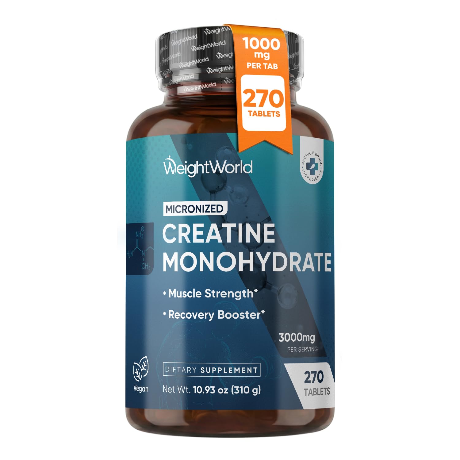 WeightWorld Micronized Creatine Monohydrate 3000mg Tablets - Muscle Growth, Strength, Energy & Recovery | Pre Workout Creatine for Women & Men | 1000mg per Tab - Maple Wellness Supplements