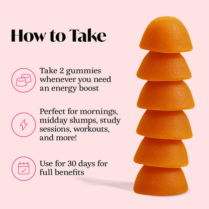 Winged Wellness Rise Up, Energy & Focus Gummies for Women - Daily Brain Boost Gummy Supplement with Natural Caffeine, Ashwagandha, B12, Nootropics Alpha-GPC & Lion’s Mane - Pineapple, 60 Gummies - Maple Wellness Supplements